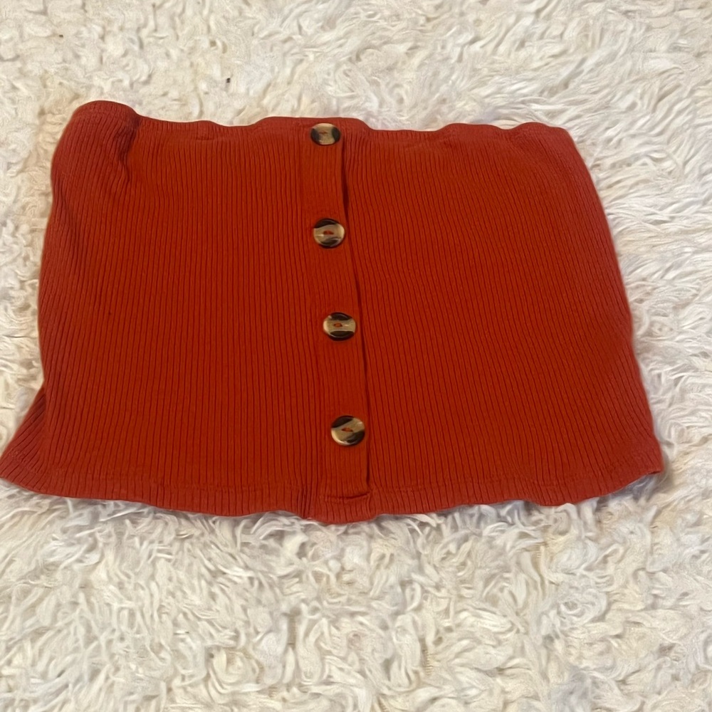 Women's Red Button-Up Skirt